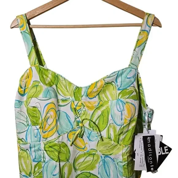NWT Madison Leigh 18W Green/Blue Floral Sundress [0132] - Picture 3 of 11